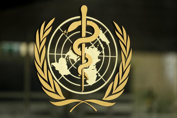 The World Health Organization (WHO) logo is pictured at the entrance of its headquarters in Geneva, January 25, 2015. REUTERS/Pierre Albouy (SWITZERLAND - Tags: HEALTH)