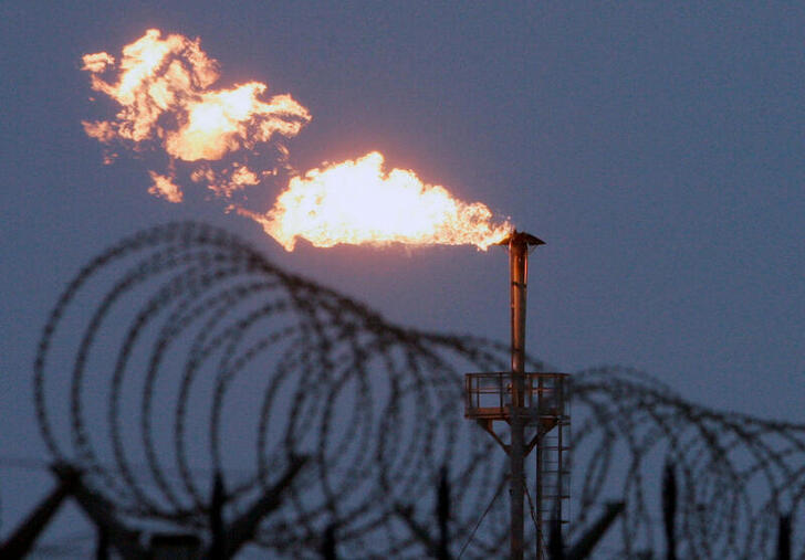 FILE PHOTO: A gas flare burns at the Yuzhno Russkoye oil and gas field, some 200 km (124 miles) from the town of Novy Urengoy, December 18, 2007. Picture taken December 18, 2007.    REUTERS/Denis Sinyakov/File Photo