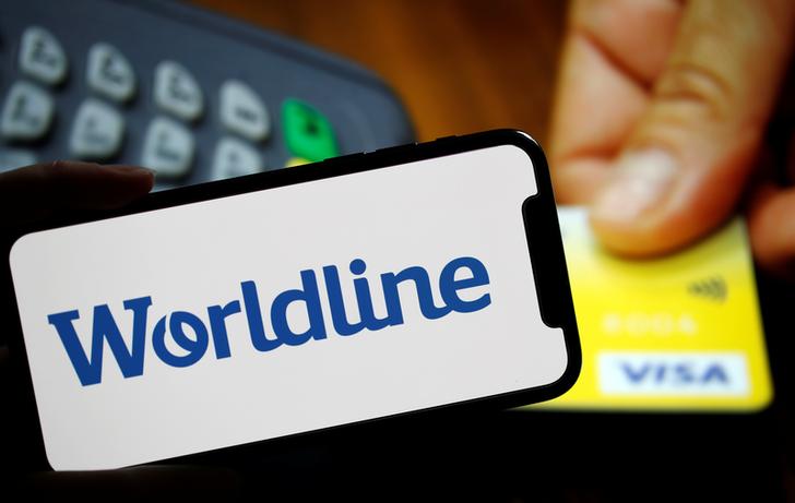 A logo of payments company Worldline is seen in the illustration picture taken February 3, 2020. REUTERS/Christian Hartmann/Illustration