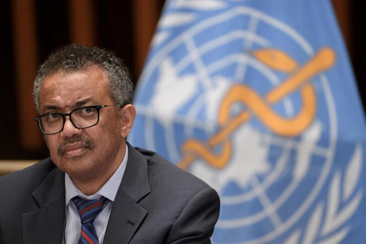 FILE PHOTO: World Health Organization (WHO) Director-General Tedros Adhanom Ghebreyesus attends a news conference organized by Geneva Association of United Nations Correspondents (ACANU) amid the COVID-19 outbreak, caused by the novel coronavirus, at the WHO headquarters in Geneva Switzerland July 3, 2020. Fabrice Coffrini/Pool via REUTERS/File Photo