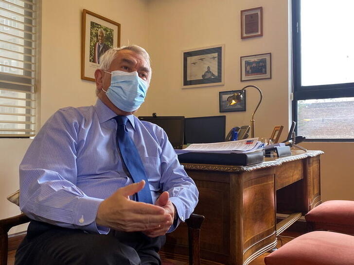 Chilean Health Minister Enrique Paris speaks during a Reuters interview, as the outbreak of coronavirus disease (COVID-19) continues in Santiago, Chile November 13, 2020. REUTERS/Esteban Medel