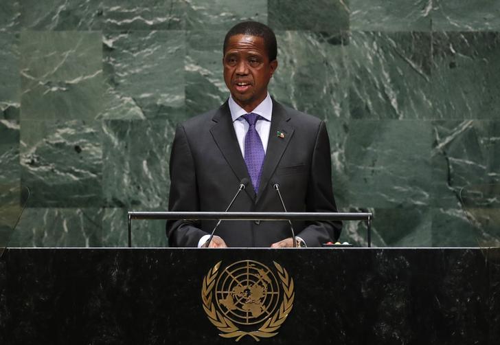 Zambia's President Edgar Chagwa Lungu addresses the 74th session of the United Nations General Assembly at U.N. headquarters in New York City, New York, U.S., September 25, 2019. REUTERS/Lucas Jackson