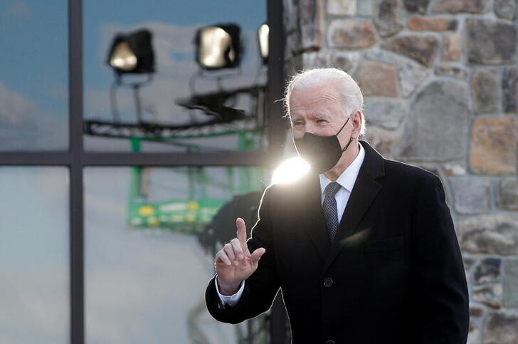 U.S. President-elect Joe Biden arrives to speak during an event at Major Joseph R. 
