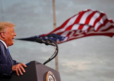 U.S. President Donald Trump speaks during a campaign rally at Cecil Airport in Jacksonville, Florida, September 24, 2020. REUTERS/Tom Brenner