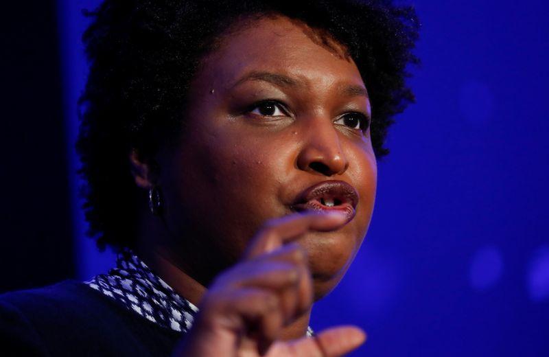 Georgia Democrat Stacey Abrams, a rising party star who narrowly fell short of becoming the first female African American governor last year, speaks at the Center for American Progress (CAP) 2019 Ideas Conference in Washington, U.S., May 22, 2019. REUTERS/Kevin Lamarque