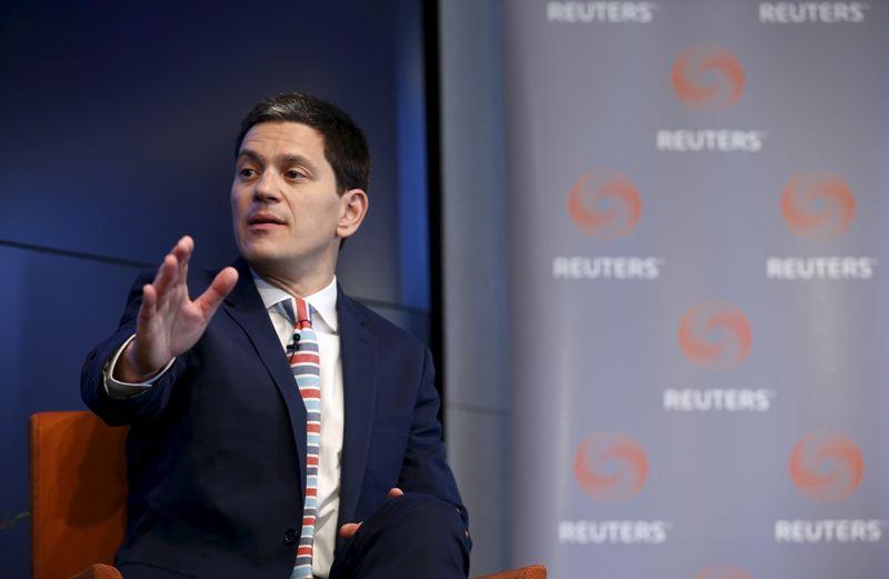 International Rescue Committee Chief Executive David Miliband speaks during a Reuters Newsmaker event at the Thomson Reuters building in New York City, May 29, 2015. Reuters Editor-at-Large Harold Evans spoke with Miliband about the responsibilities that wealthy countries have to support the millions fleeing conflict and disaster in Africa, Asia, Central America and the Middle East. REUTERS/Mike Segar 