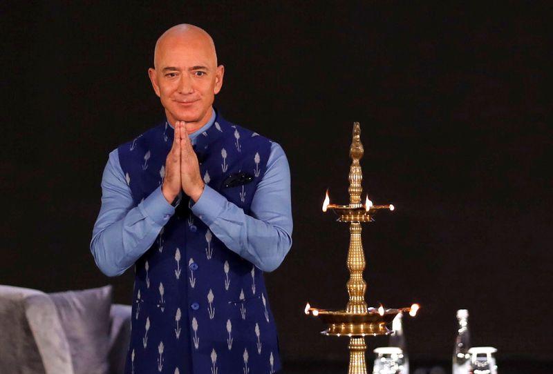 Jeff Bezos, founder of Amazon, attends a company event in New Delhi, India, January 15, 2020. REUTERS/Anushree Fadnavis