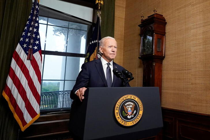 U.S. President Joe Biden delivers remarks on his plan to withdraw American troops from Afghanistan, at the White House, Washington, U.S., April 14, 2021. Andrew Harnik/Pool via REUTERS