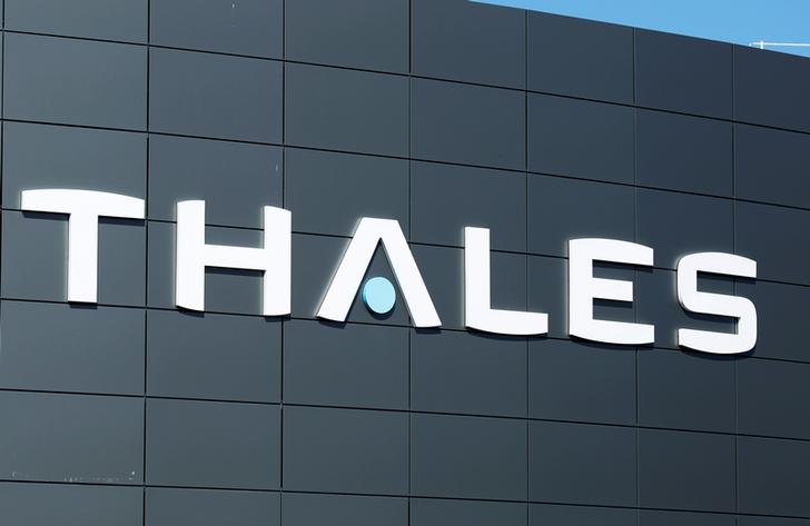 The logo of French defence and electronics group Thales is seen at the company's headquarters in Merignac near Bordeaux, France, March 22, 2019. REUTERS/Regis Duvignau