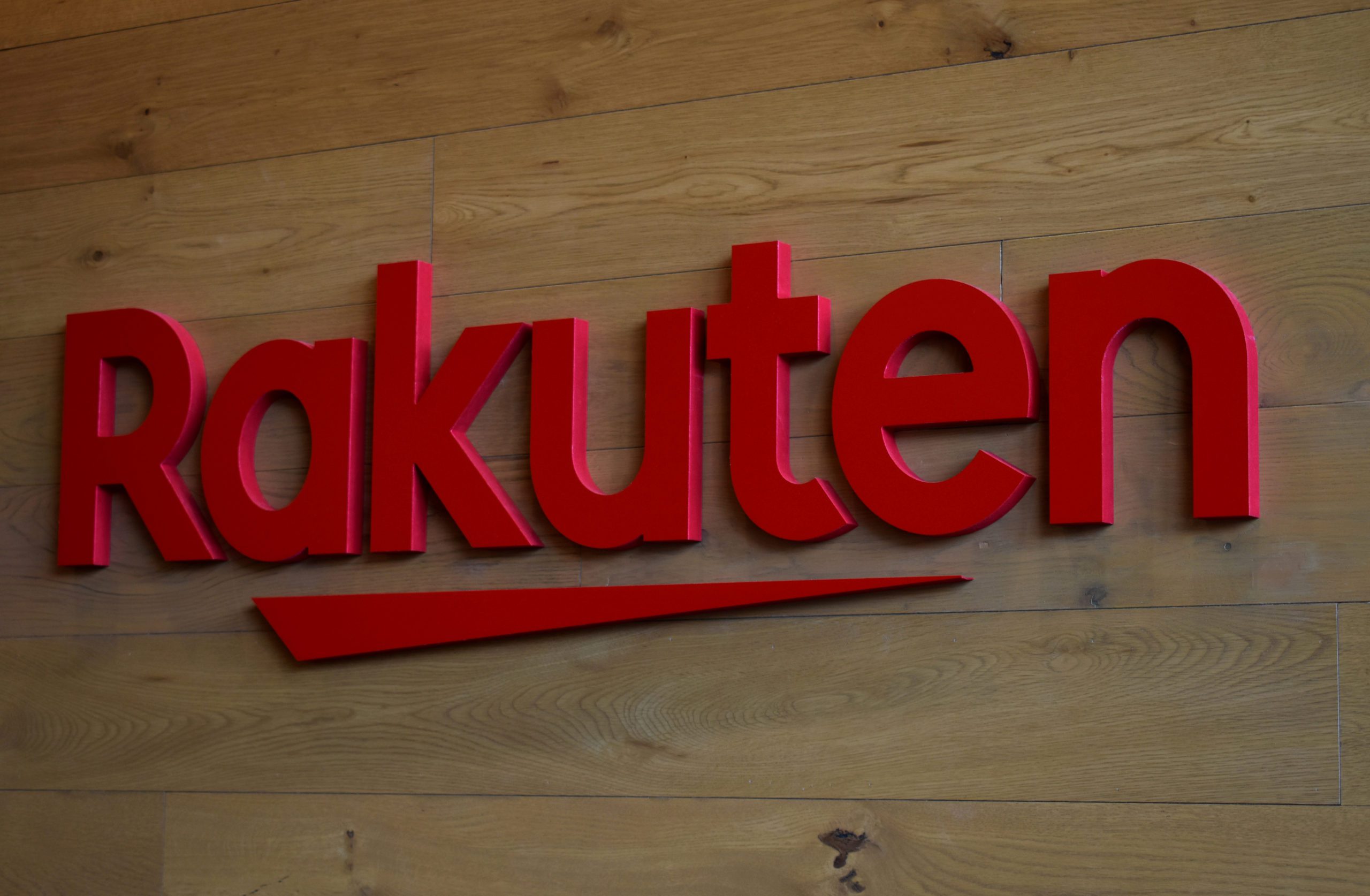 The logo of Rakuten is pictured at the headquarters of Rakuten in Tokyo, Japan, May 15, 2019. REUTERS/Sam Nussey - RC19A6D7B450