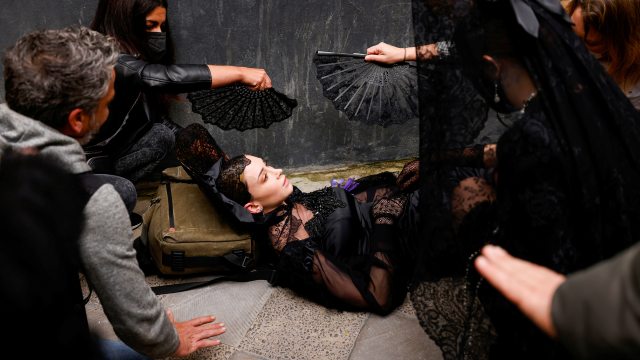 Seville’s fashion sector show-off traditional mantilla dresses