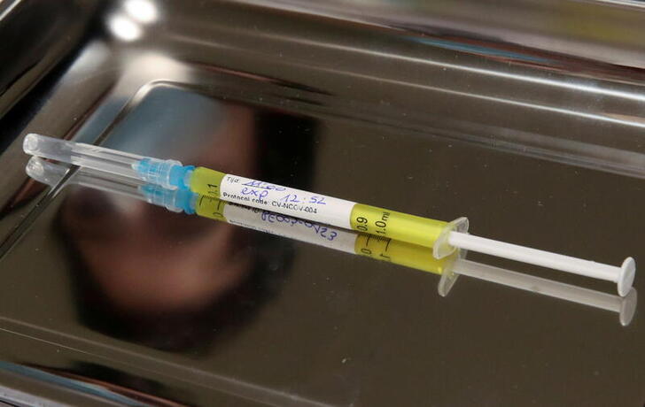 FILE PHOTO: A dose of CureVac vaccine or a placebo is seen during a study by the German biotech firm CureVac as part of a testing for a new vaccine against the coronavirus disease (COVID-19), in Brussels, Belgium March 2, 2021. REUTERS/Yves Herman/File Photo