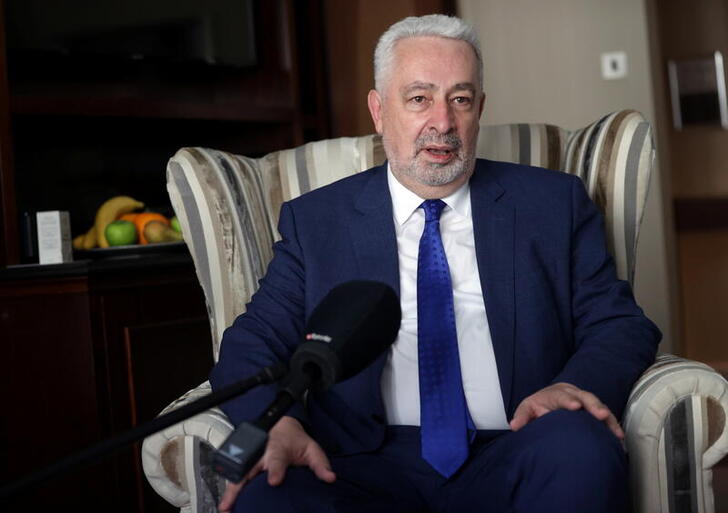 Montenegrin Prime Minister Zdravko Krivokapic speaks during an interview with Reuters in London, Britain, July 6, 2021. Picture taken July 6, 2021. REUTERS/Hannah McKay