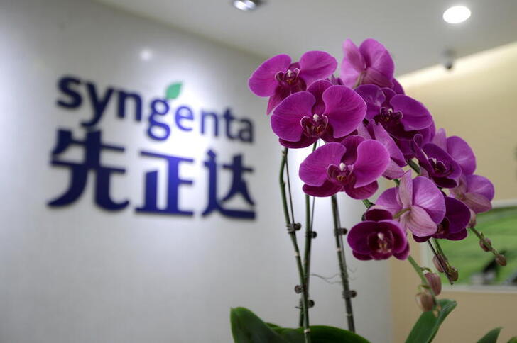 FILE PHOTO: FILE PHOTO: A Syngenta logo is seen at its China headquarters in Beijing, China July 16, 2018. REUTERS/Jason Lee/File Photo/File Photo