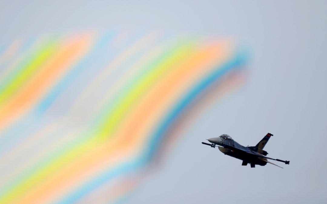 Flying displays during Malta International Airshow off the coast of Qawra