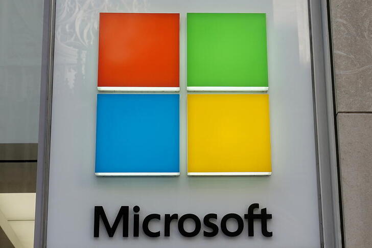 FILE PHOTO: A Microsoft logo is pictured on a store in the Manhattan borough of New York City, New York, U.S., January  25, 2021. REUTERS/Carlo Allegri/File Photo