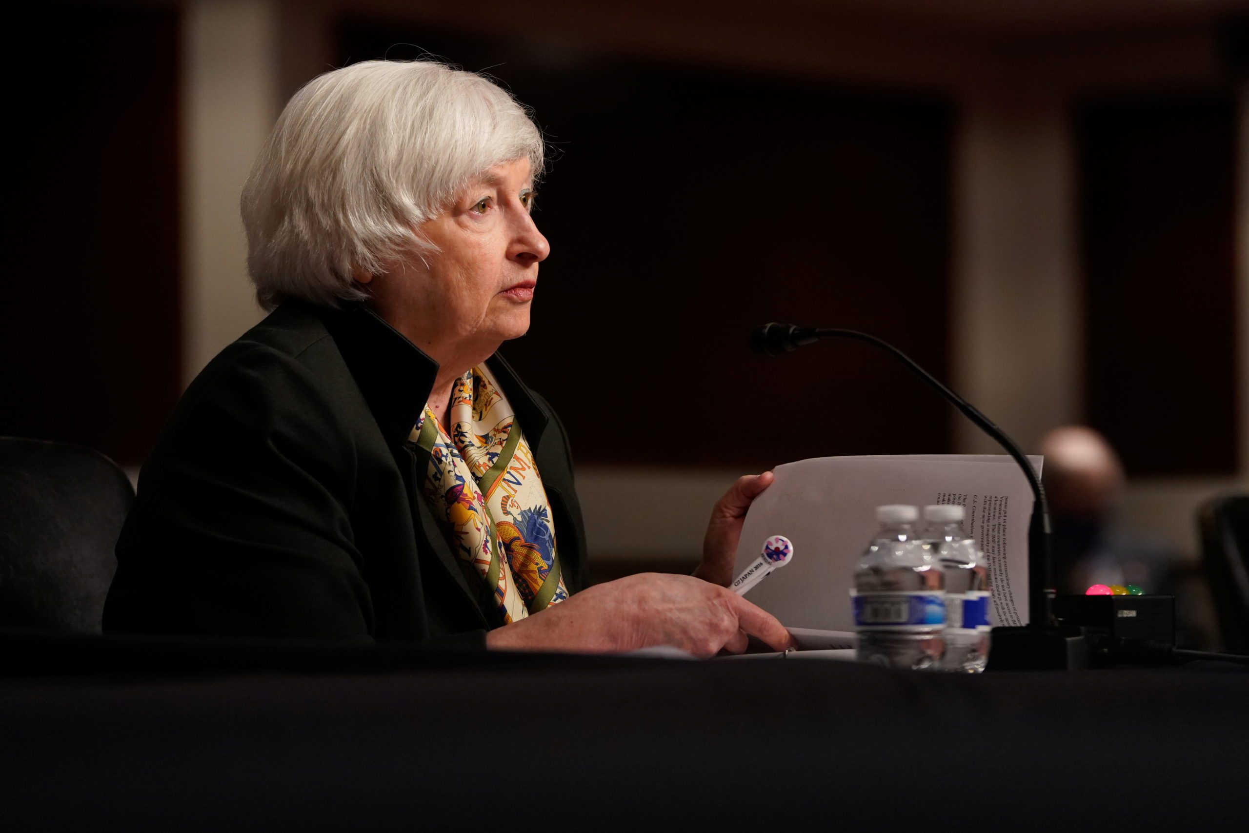 Treasury Secretary Janet Yellen pauses while testifying before a Senate Banking Committee hybrid hearing on oversight of the Treasury Department and the Federal Reserve on Capitol Hill in Washington, U.S., November 30, 2021. REUTERS/Elizabeth Frantz - RC235R9AE0TJ