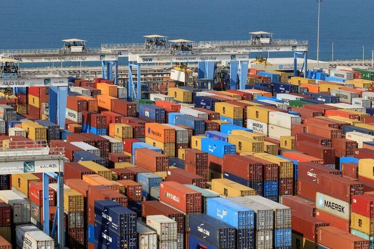 FILE PHOTO: Containers are seen at Abu Dhabi's Khalifa Port, UAE, December 11, 2019. REUTERS/Satish Kumar/File Photo