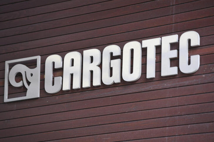 Finnish cargo handling solutions maker Cargotec logo is pictured at the headquarters in Helsinki, Finland, October 1, 2020. Heikki Saukkomaa/Lehtikuva/via REUTERS      ATTENTION EDITORS - THIS IMAGE WAS PROVIDED BY A THIRD PARTY. NO THIRD PARTY SALES. NOT FOR USE BY REUTERS THIRD PARTY DISTRIBUTORS. FINLAND OUT. NO COMMERCIAL OR EDITORIAL SALES IN FINLAND.