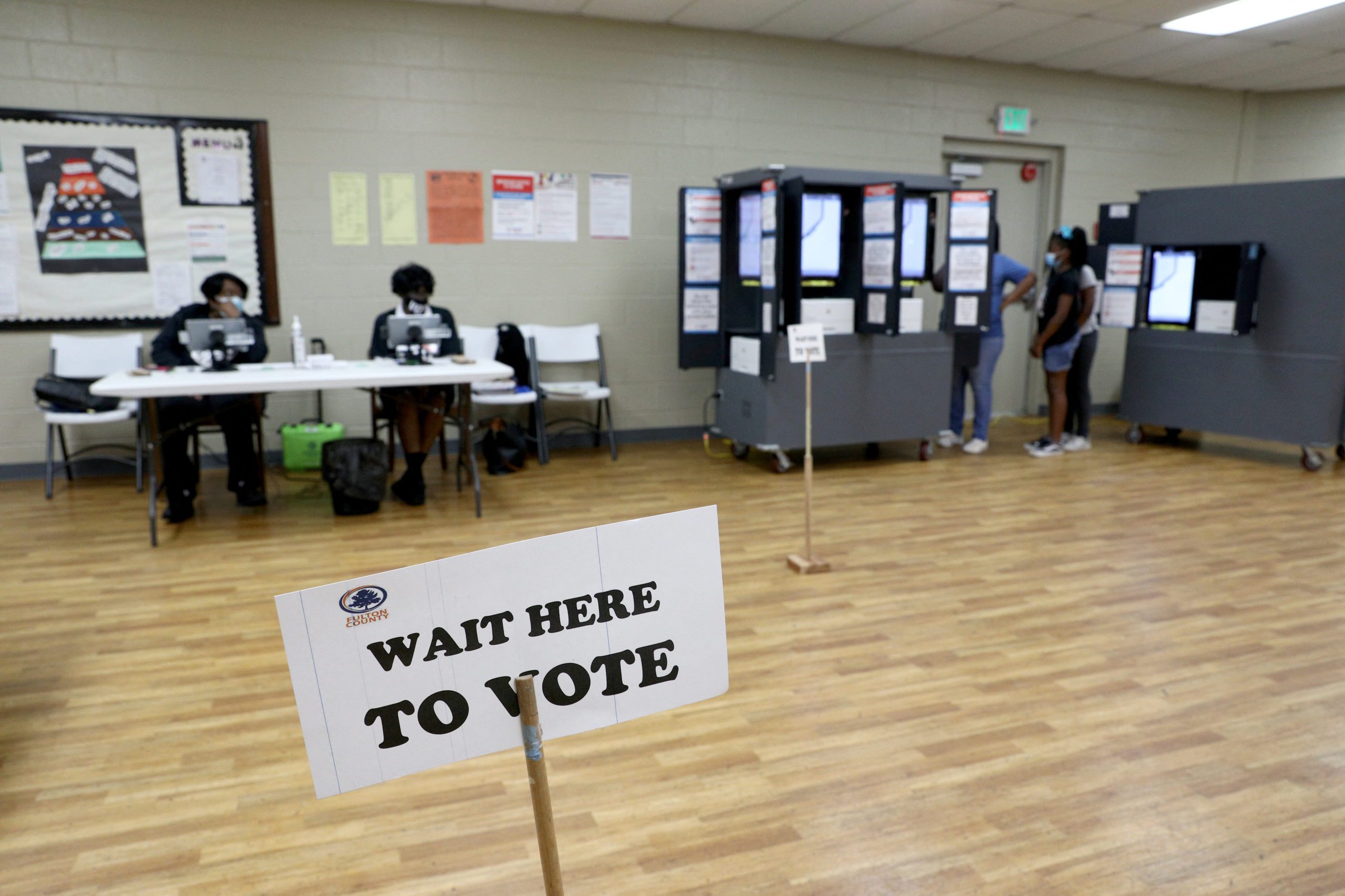 A polling station is pictured during the primary election in Atlanta, Georgia, U.S. May 24, 2022.  REUTERS/Dustin Chambers