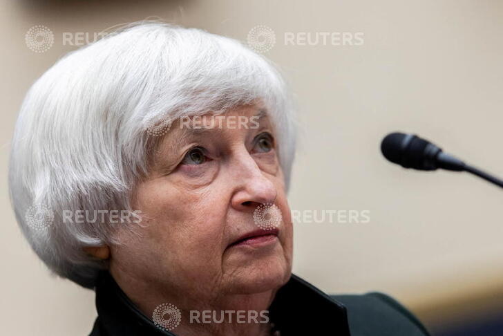 U.S. Treasury Secretary Janet Yellen looks on during a U.S. House Committee on Financial Services hearing on the Annual Report of the Financial Stability Oversight Council, on Capitol Hill in Washington, DC, U.S. May 12, 2022. Graeme Jennings/Pool via REUTERS