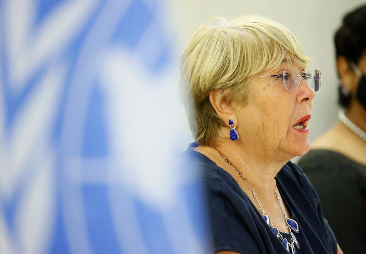 U.N. High Commissioner for Human Rights Michelle Bachelet attends a session of the Human Rights Council at the United Nations in Geneva, Switzerland, September 13, 2021. REUTERS/Denis Balibouse